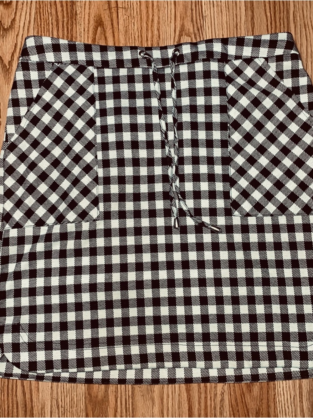 Cato Black and White Plaid Trim Skirt Size M